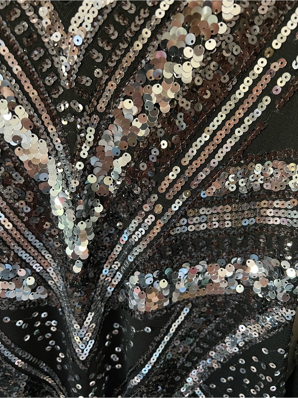 Express Art Deco Sequin Bodycon Mini Dress Silver Black Cocktail Party Glam Sz M - Picture 4 of 6